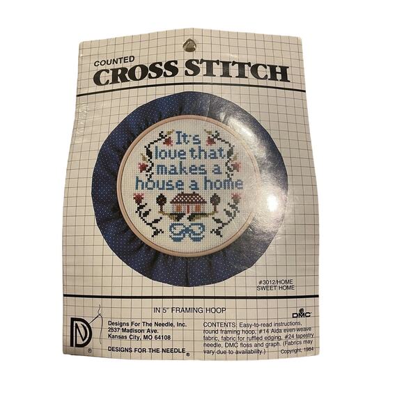 Counted Cross Stitch Kit #3012 /Home Sweet Home Sealed-Love Makes a House a Home - Picture 1 of 7